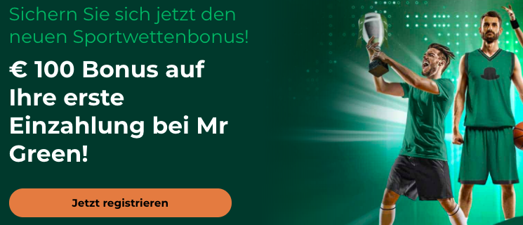 Mr Green Neukundenbonus 100 Euro Banner